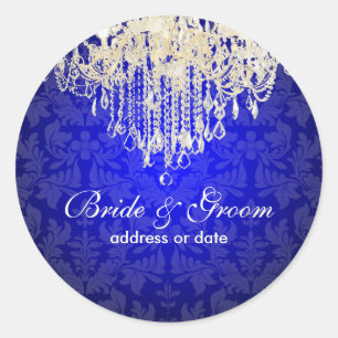 PixDezines crystal chandelier/baroque damask Classic Round Sticker