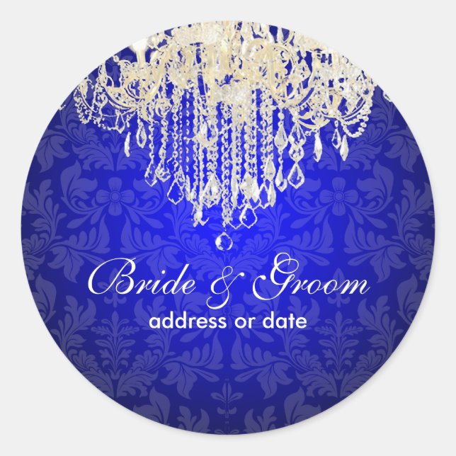 PixDezines crystal chandelier/baroque damask Classic Round Sticker (Front)