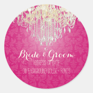PixDezines crystal chandelier/baroque damask Classic Round Sticker