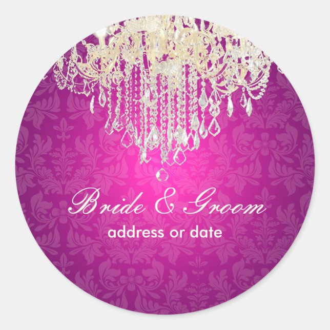 PixDezines crystal chandelier/baroque damask Classic Round Sticker (Front)