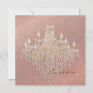 PixDezines Crystal Chandelier, Pink Baroque Invitation
