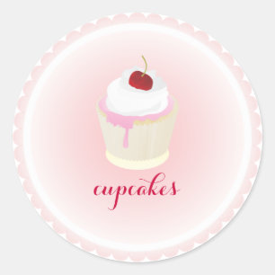 PixDezines cupcake/red cherry Classic Round Sticker