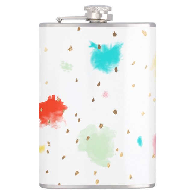 PixDezines Cupcake Sprinkles/Faux Gold Hip Flask (Front)