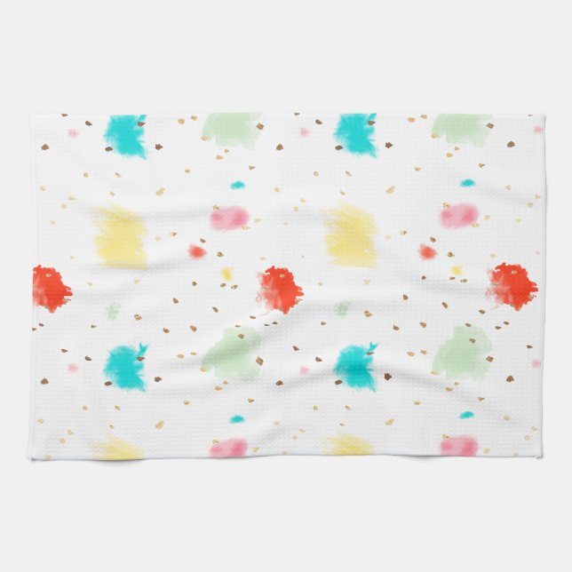 PixDezines Cupcake Sprinkles/Faux Gold Tea Towel (Horizontal)