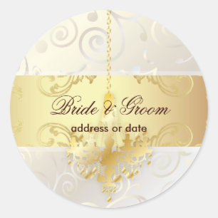 PixDezines Cupcakes Swirls+Faux Gold Chandelier Classic Round Sticker