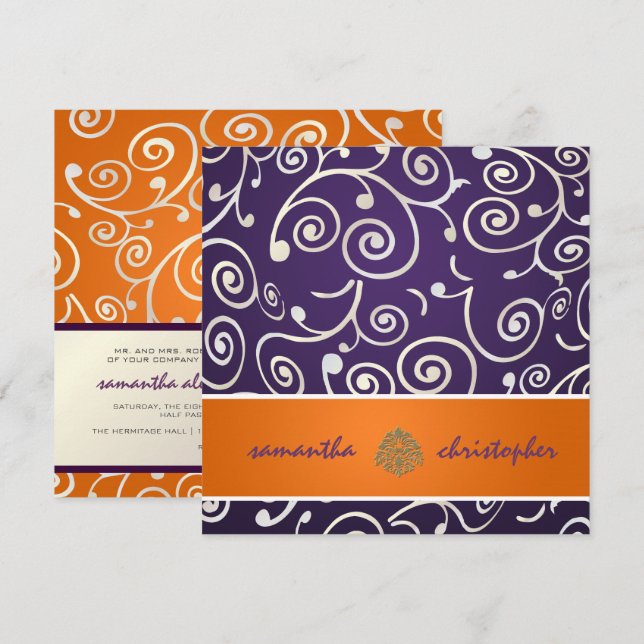 PixDezines Cupcakes Swirls/purple+orange Invitation (Front/Back)