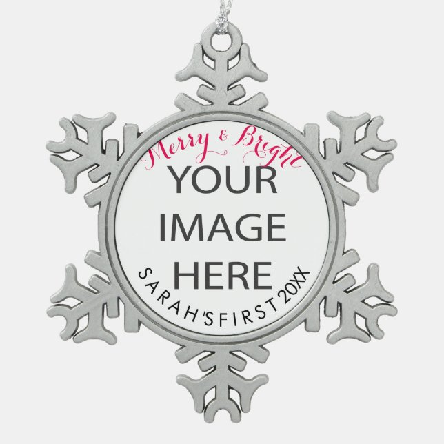 PixDezines customise this snowflake Pewter Christmas Ornament (Front)