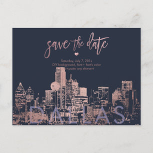 PixDezines/Dallas Save the Date/Faux Rose Gold Announcement Postcard