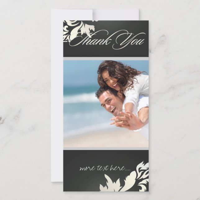 PixDezines Damask 12 Photo Thank You Card (Front)