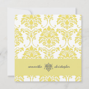 PixDezines Damask 1 Yellow and Grey Accent Invitation