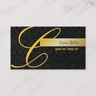 PixDezines Damask Lace in black + gold Business Card