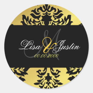 PixDezines damask monogram wedding stickers