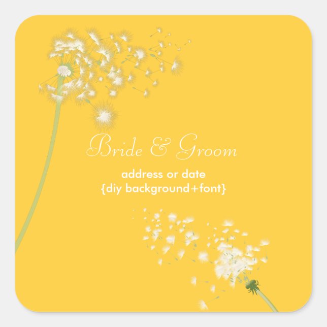 PixDezines dandelion/diy background colour Square Sticker (Front)