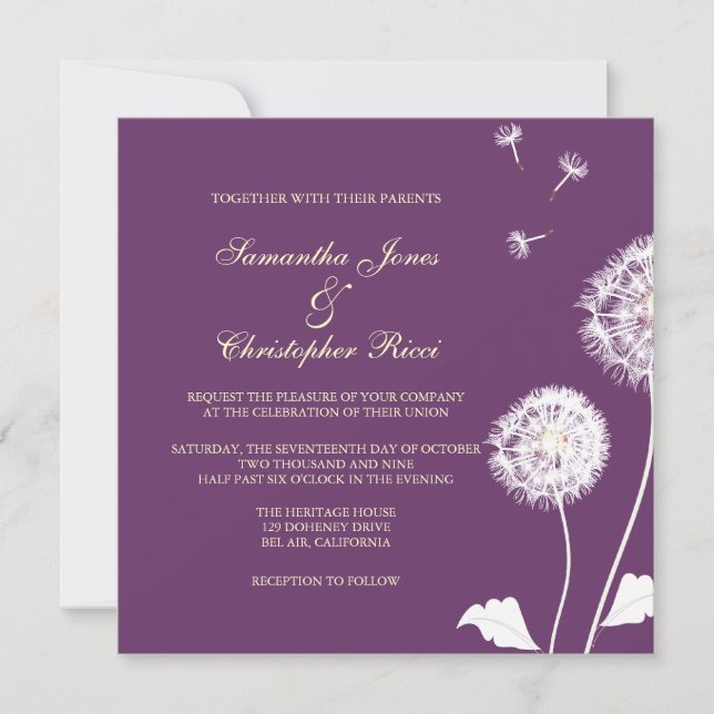 PixDezines Dandelions, diy background colours Invitation (Front)