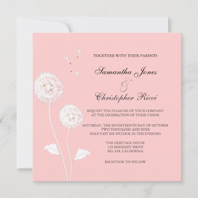 PixDezines Dandelions, diy background colours Invitation (Front)