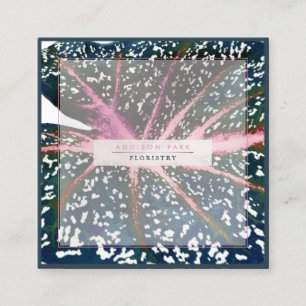 PixDezines Dark Green Caladium Coral Spine Square Business Card