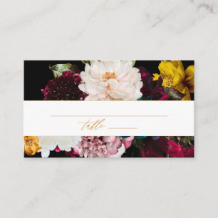 PixDezines Dark Moody Flowers Bridal Shower Place Card