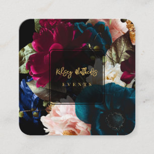 PixDezines Dark Moody Flowers Square Business Card