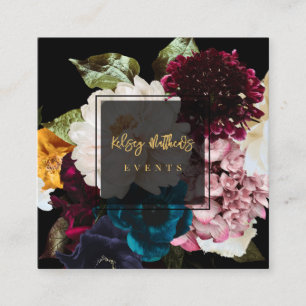 PixDezines Dark Moody Flowers Square Business Card
