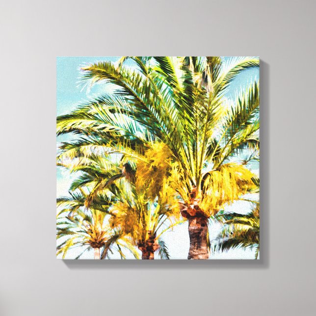 PixDezines Date Palms/Light Blue Canvas Print (Front)