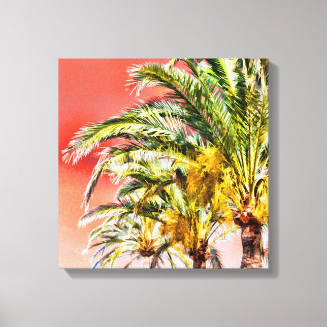 PixDezines Date Palms/Sunset Sky Canvas Print (Front)