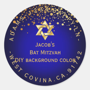 PixDezines dazzled/faux gold/mitzvah/DIY colour Classic Round Sticker