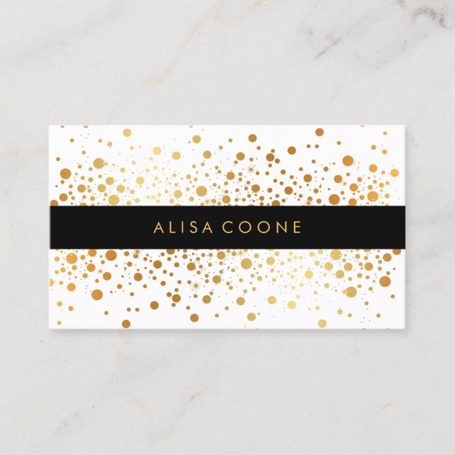 PixDezines dazzled faux gold specks/confetti Business Card (Front)