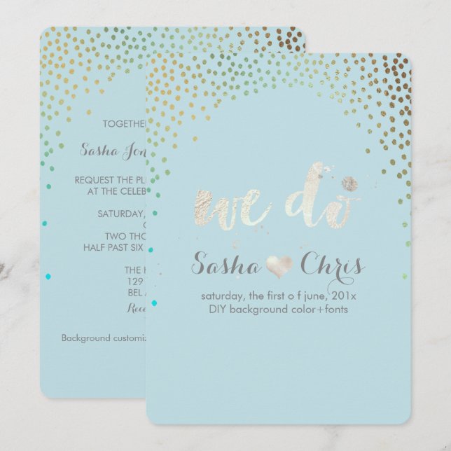 PixDezines dazzled/faux gold specks/diy colour Invitation (Front/Back)