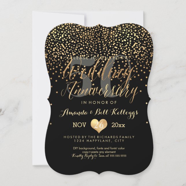 PixDezines Dazzled Gold/50th Wedding Anniversary Invitation (Front)
