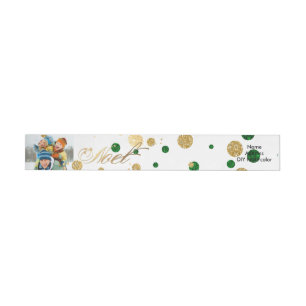 PixDezines dazzled gold+green confetti/holiday joy Wrap Around Label