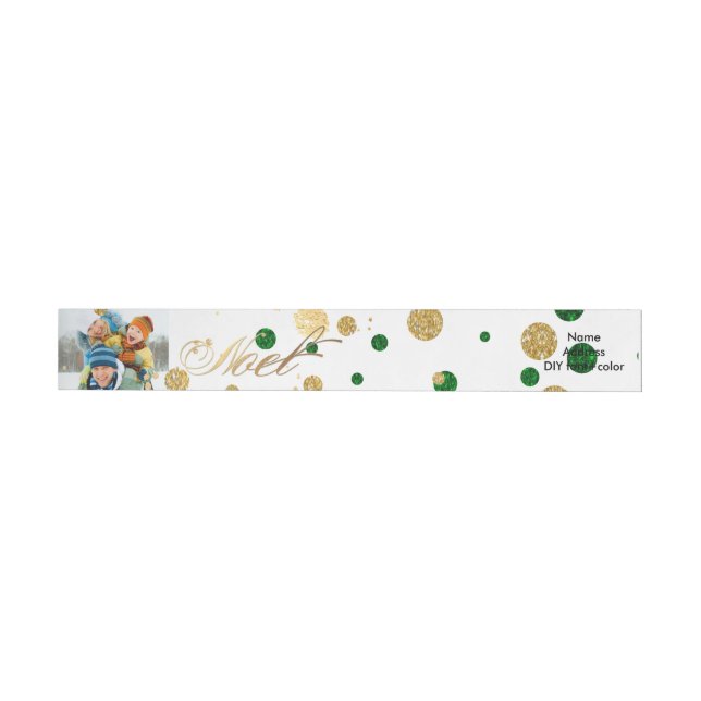 PixDezines dazzled gold+green confetti/holiday joy Wrap Around Label (Individual)