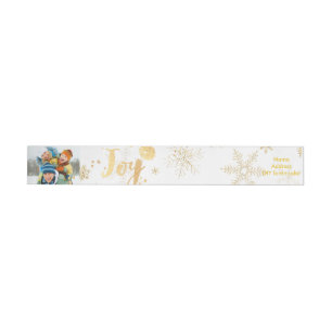 PixDezines dazzled gold snowflakes/holiday joy Wrap Around Label