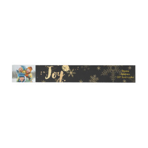 PixDezines dazzled gold snowflakes/holiday joy Wrap Around Label