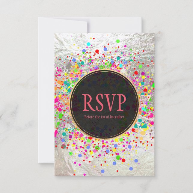 PixDezines Dazzled/Neon Specks/Bat Mitzvah RSVP Invitation (Front)