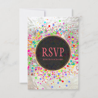 PixDezines Dazzled/Neon Specks/Bat Mitzvah RSVP Invitation