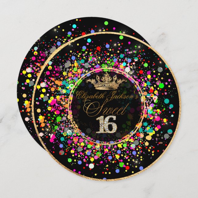 PixDezines Dazzled/Rainbow/Sweet+16 Invitation (Front/Back)