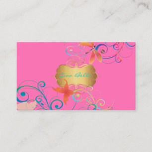 PixDezines Ddragonflies Butterflies Rainbow Swirls Business Card