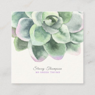 PixDezines Desert Rose Succulent Watercolor Square Business Card