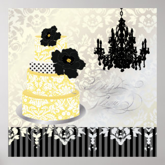 PixDezines desiree damask cake+chandelier Poster