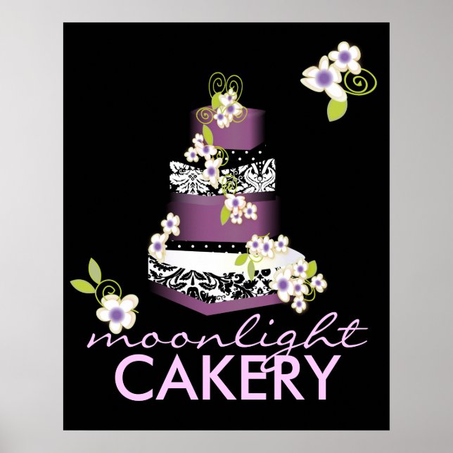 PixDezines Desiree Damask Cake, Lilac Poster (Front)