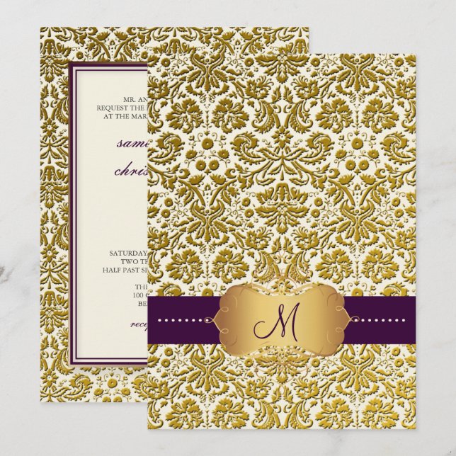PixDezines desiree damask/DIY background Invitation (Front/Back)