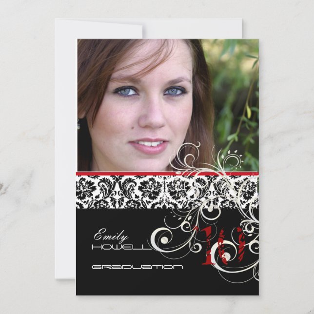 PixDezines DESIREE DAMASK/DIY GRADUATION Invitation (Front)