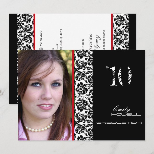 PixDezines Desiree Damask,DIY Graduation Invites (Front/Back)