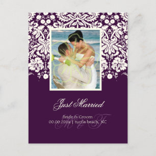 PixDezines Desiree Damask/Photo/DIY colour+occasio Announcement Postcard