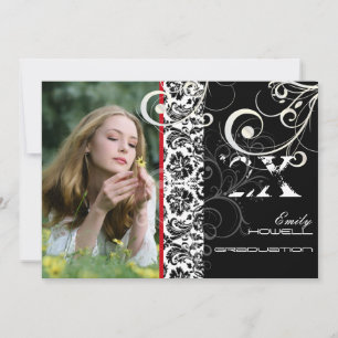 PixDezines DESIREE DAMASK+SWIRLS, GRADUATION Invitation