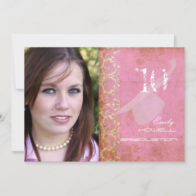 PixDezines Desiree Damask/Vintage+Pink Invitation (Front)