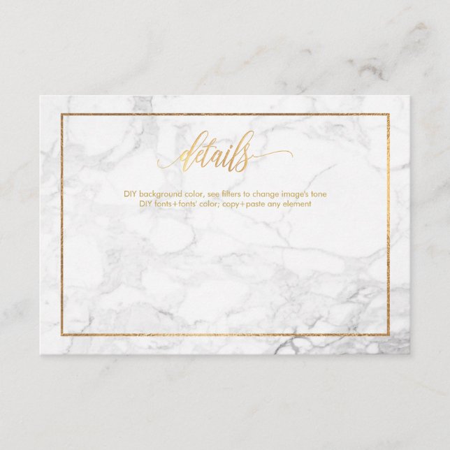 PixDezines DETAILS CARDS/MARBLE+FAUX GOLD Enclosure Card (Front)