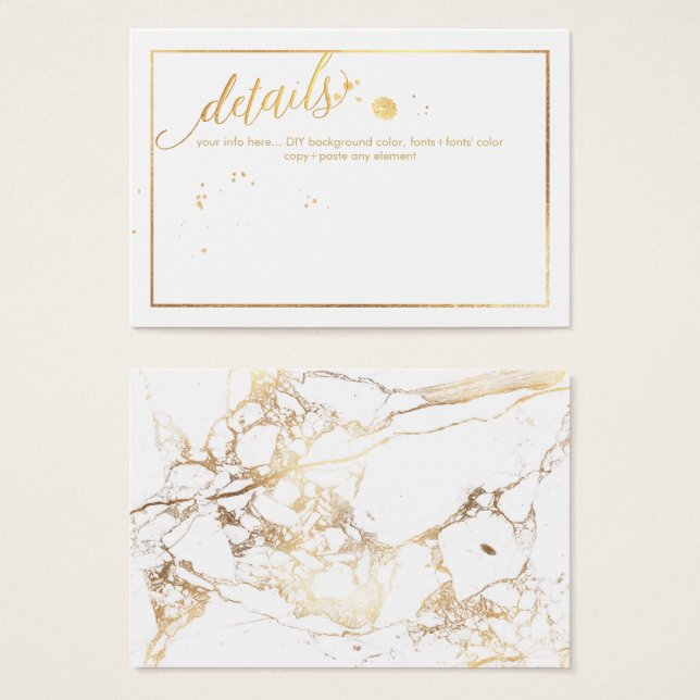 PixDezines Details Cards/Marble /White+Gold (Front & Back)