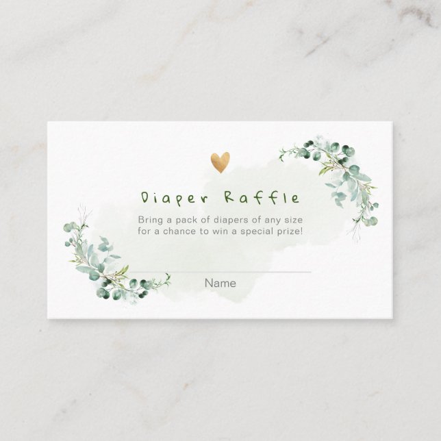 PixDezines Diaper Raffle Gum Eucalyptus Place Card (Front)
