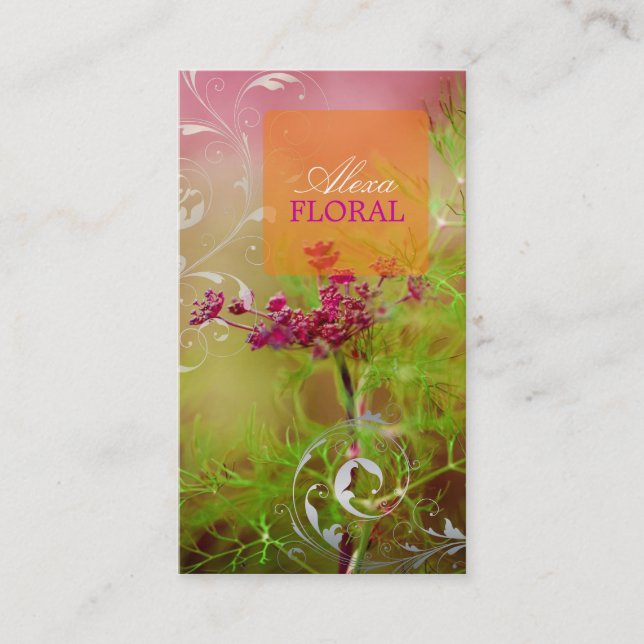 PixDezines dill weeds+filigree swirls Business Card (Front)